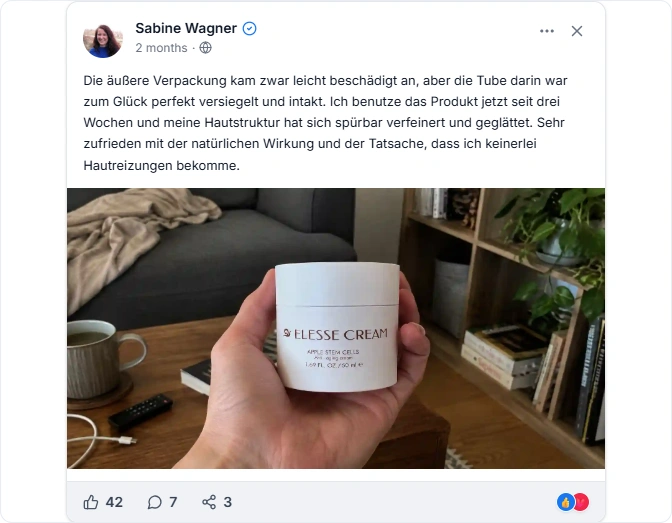 Elesse cream Reviews From Facebook