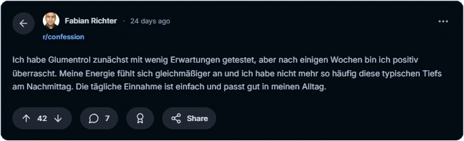 Glumentrol-Bewertungen von Reddit