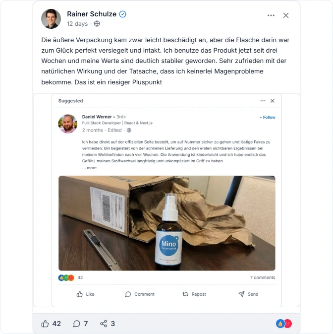 Mino+ Glucose Control Reviews From Facebook