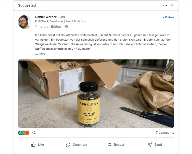 vitaslimex Reviews From Linkedln