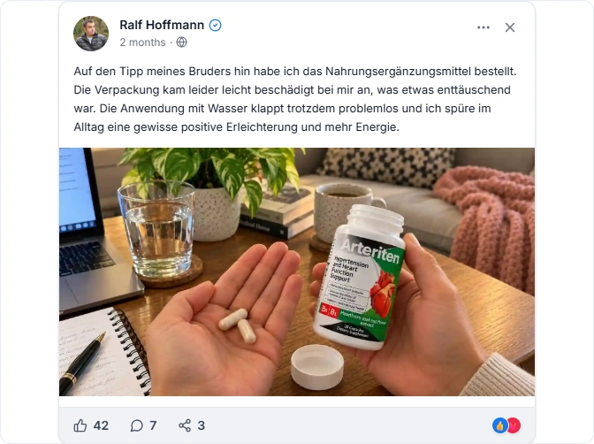 Arteriten Facebook Erfahrungen