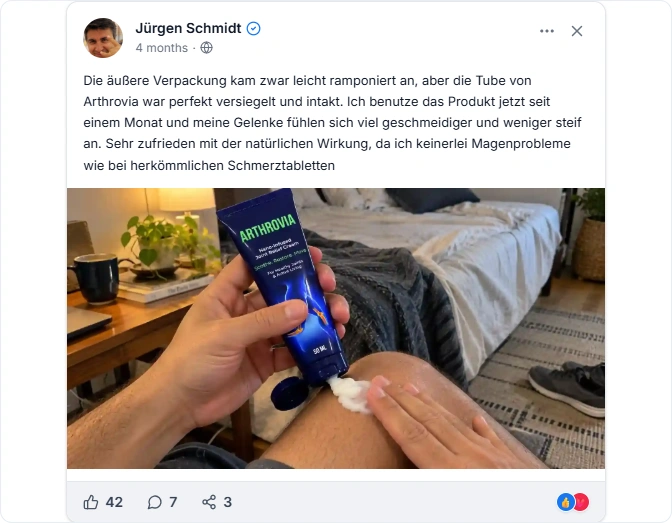 Arthrovia Facebook Erfahrungen