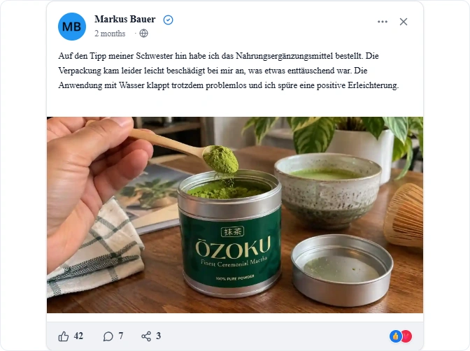 Ozoku Matcha Facebook Erfahrungen