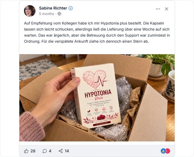 Hypotonie plus Facebook-Erfahrungen
